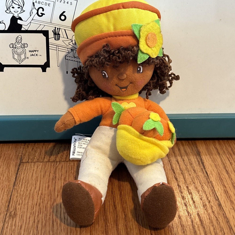 Vtg Brown Strawberry Shortcake Orange Blossom Doll Pumkin Basket Fraisinette